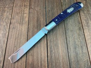 Canal Street Cutlery for Union Cutlery Razor 1 Blade Trapper Blue Rope Jigged Bone