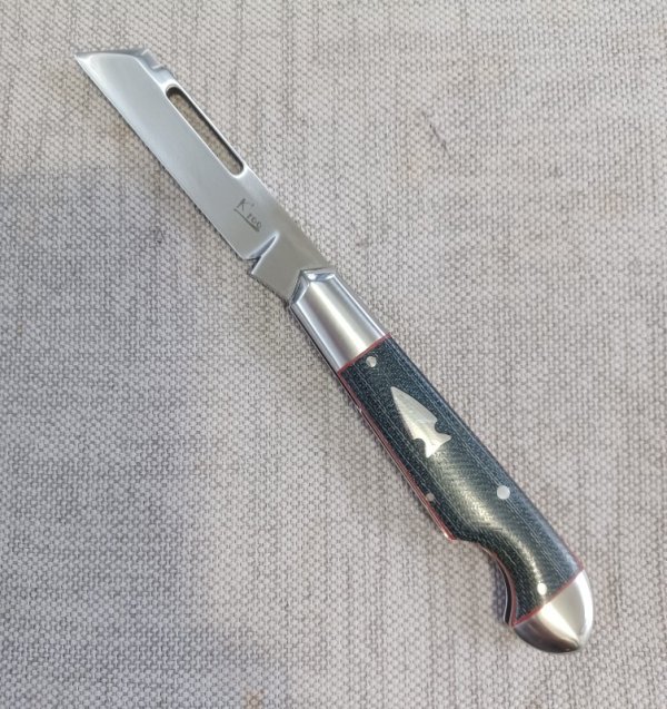 K'roo Scagel Cut Sheepsfoot Easy Open Denim Bullet Head Jack..3.75..Rwl34..Red liners,fileworked  