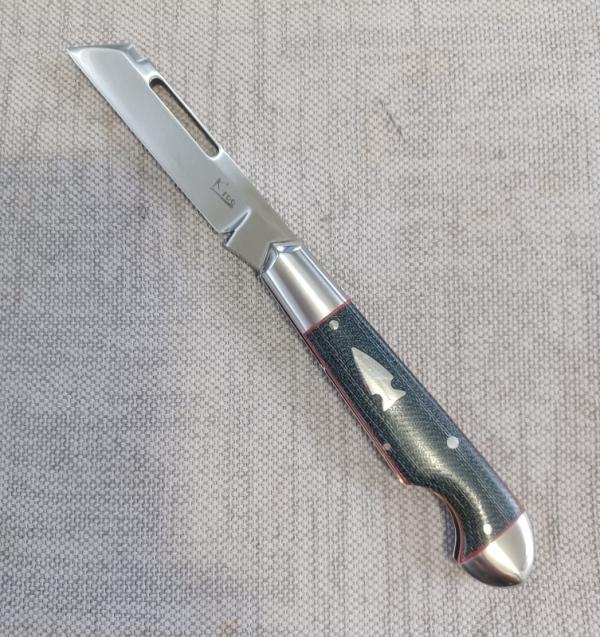 K'roo Scagel Cut Sheepsfoot Easy Open Denim Bullet Head Jack..3.75..Rwl34..Red liners,fileworked  