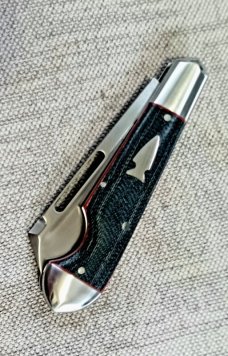 K'roo Scagel Cut Sheepsfoot Easy Open Denim Bullet Head Jack..3.75..Rwl34..Red liners,fileworked  