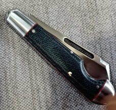 K'roo Scagel Cut Sheepsfoot Easy Open Denim Bullet Head Jack..3.75..Rwl34..Red liners,fileworked  