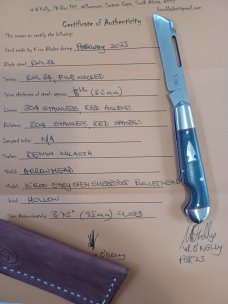 K'roo Scagel Cut Sheepsfoot Easy Open Denim Bullet Head Jack..3.75..Rwl34..Red liners,fileworked  