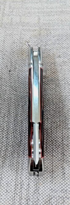 K'roo Ironwood One Arm Easy Open Bullet Head Jack..4" closed..Rwl34..Red liners,fileworked..coa/sl  