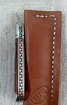 K'roo Ironwood One Arm Easy Open Bullet Head Jack..4" closed..Rwl34..Red liners,fileworked..coa/sl  