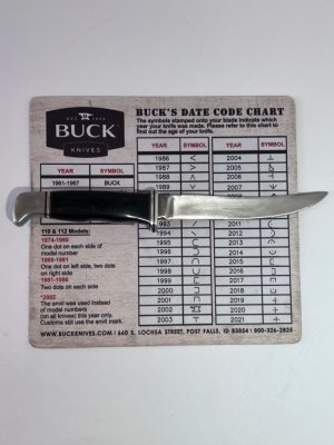 Buck 105, one line tang stamp, pinned. Excellent condition. Blade is 5 1/8".