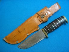 VINTAGE ELMER KEITH JAPAN FIXED BLADE HUNTING SKINNING BOWIE SURVIVAL KNIFE KNIVES OLD SHEATH