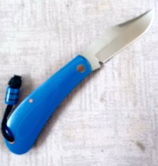 Pepe Jalomo Large Lanny Clip Shadow..4.5 closed...Blue Linen Micarta with Copper Accents..Cpm154 