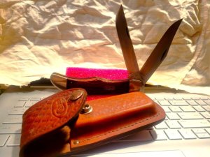 Vintage CASE XX 6265 SAB USA 2 Blade Folding Hunter Knife with Sheath