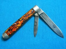 VINTAGE USA HENRY SEARS & SON 1865 FANCY FLAME SLEEVEBOARD TRAPPER FOLDING POCKET KNIFE KNIVES OLD
