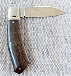Cosimo Benedetto Dino Slipjoint...Fluted bolsters.. Rwl34..3.75 closed...Canvas MIcarta..coa & slip 