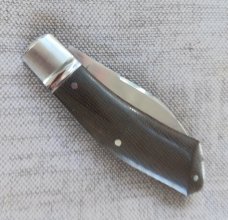 Cosimo Benedetto Dino Slipjoint...Fluted bolsters.. Rwl34..3.75 closed...Canvas MIcarta..coa & slip 