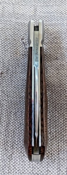 Cosimo Benedetto Dino Slipjoint...Fluted bolsters.. Rwl34..3.75 closed...Canvas MIcarta..coa & slip 