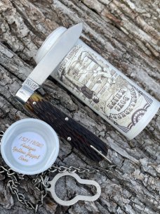 GEC TIDIOUTE 15211B&C ANTIQUE YELLOW JIGGED BONE HUCKLEBERRY BOYS KNIFE