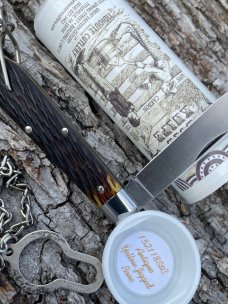 GEC TIDIOUTE 15211B&C ANTIQUE YELLOW JIGGED BONE HUCKLEBERRY BOYS KNIFE