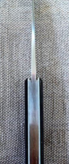 Rhidian Shadow Native...Black Linen micarta. .Cpm154..4" cld..white liners and white Shield.. coa