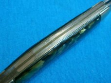 VINTAGE UTICA GREEN BLACK FANCY SERPENTINE STOCKMAN JACK FOLDING POCKET KNIFE KNIVES OLD MARBLE
