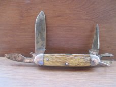 Made In USA Scout/Utility Knife   Blonde Rogers Bone 