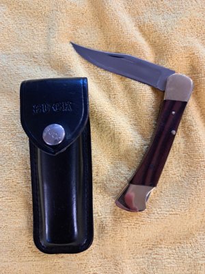 RARE Vintage Buck 110 Knife, 2 pin, 2 line, RIGHT HAND TANG STAMP