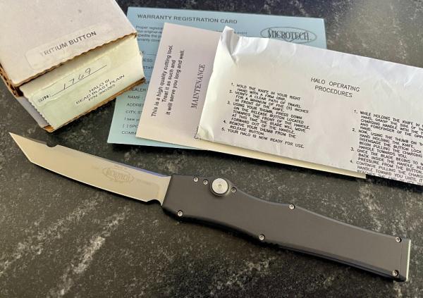 Microtech Halo 3, Tanto Bead Blast Blade, Tritium Button, Unused 