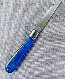 Kroo Blue Kudu Bone Lambsfoot,4" closed, Rwl34,white liners & spacers diamond shield.fileworked 
