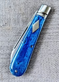 Kroo Blue Kudu Bone Lambsfoot,4" closed, Rwl34,white liners & spacers diamond shield.fileworked 