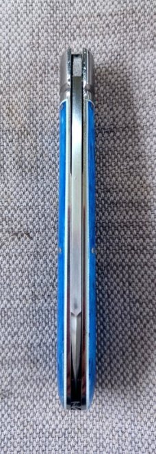 Kroo Blue Kudu Bone Lambsfoot,4" closed, Rwl34,white liners & spacers diamond shield.fileworked 