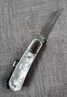Vincenzo Balistreri Native Lever Taillock.. Mother of Pearl..fluted ..4" closed..AEB-L..coa..slip