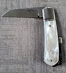 Vincenzo Balistreri Native Lever Taillock.. Mother of Pearl..fluted ..4" closed..AEB-L..coa..slip