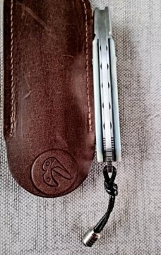 Vincenzo Balistreri Native Lever Taillock.. Mother of Pearl..fluted ..4" closed..AEB-L..coa..slip
