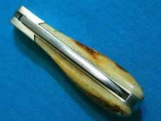 STAG HANDLE FINGER CUSTOM LOCKBACK BAREHEAD FOLDING HUNTER HUNTING SKINNING POCKET KNIFE KNIVES OLD