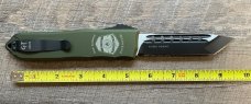 Guardian Tactical RECON-ELITE OTF Auto Knife Tanto OD Green (4" Black Serr) w/flag graphic