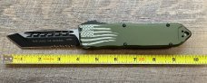 Guardian Tactical RECON-ELITE OTF Auto Knife Tanto OD Green (4" Black Serr) w/flag graphic