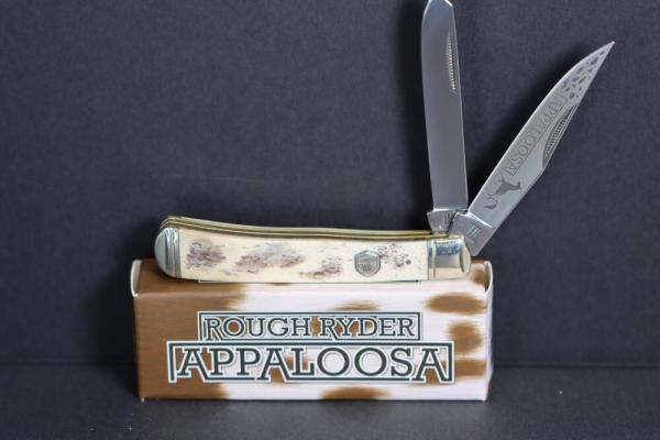 ROUGH RYDER BROWN APPALOOSA BONE TRAPPER FOLDING KNIFE RR1406 ROUGH RYDER BROWN APPALOOSA BONE TRAPPER FOLDING KNIFE RR1406