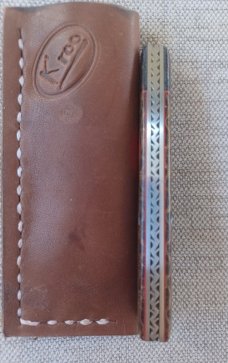 K'roo Mac Custom..Beanbag and Rag Micarta..Rwl34..red accents and shield..3.75..coa and slip 