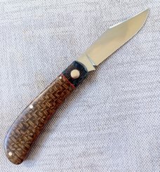 K'roo Lanny Clip Custom..Beanbag and Rag Micarta..Rwl34..red accents and shield..3.75..coa and slip 