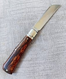 K'roo Custom Jackal Knife,,3.75..Desert Ironwood...rwl34. Filework..red G10 spacers/liners..coa/slip