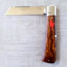 K'roo Custom Jackal Knife,,3.75..Desert Ironwood...rwl34. Filework..red G10 spacers/liners..coa/slip