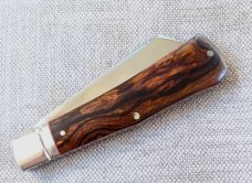K'roo Custom Jackal Knife,,3.75..Desert Ironwood...rwl34. Filework..red G10 spacers/liners..coa/slip