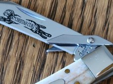 Case XX EX11-1/2 L SS 2006 Exotic Smooth Giraffe Bone Cheetah Cub Knife  1 of 250