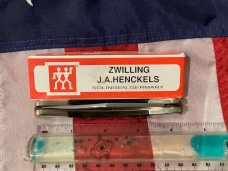 Vintage J A Henckels 4 1/4” Folding Lock Back Hunting/Hunter Knife w/ Tortoise Handles NOS