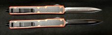 Pair of OTF Knives, Ant Style 10" long Black & Silver Blades.