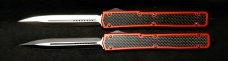 Pair of OTF Knives, Ant Style 10" long Black & Silver Blades.