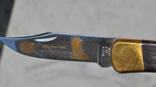 Buck 110 John Morris Bass Pro Founder 24k Gold Blade Etch Mint With Sheath 