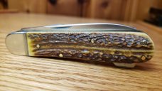 Hubertus Stag Knife, Solingen Germany, Lockback, 4 Blades, Beautiful Stag, Lightly Used & Sharpened.