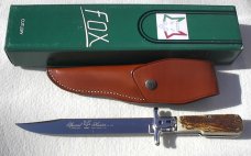 NOS FOX 12quot ART 648  PIG STICKER  GENUINE STAG MANIAGO ITALY LEVER LOCK FOLDING HUNTING KNIFE 