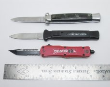 Lot of (3) OTF Out-The-Front Automatic Switchblade Knives - 2 Vintage - 1 Newer