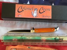 Colonel Coon 6 & 1/4" Fixed Blade Knife w/ Nice Bone Handles +Original Sheath & Box -One of 200