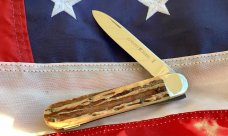 J A Henckels (Friodur) 1 Blade Push Lock Large Hunter w/ Outstanding Stag Handles -MDL# 2104 -NOS