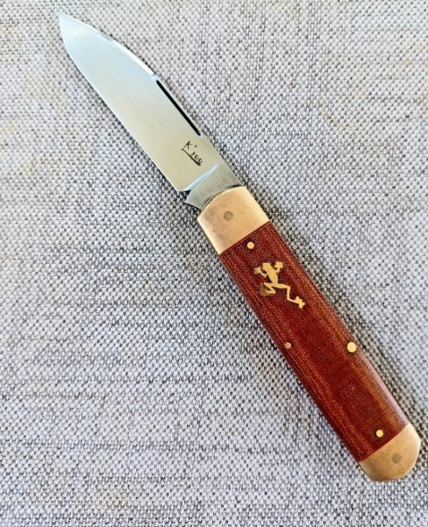 K'roo Equal End Spear..Rwl34...3.75" closed..Tufnol Scales..Special Tree Frog Shield..filework..New 