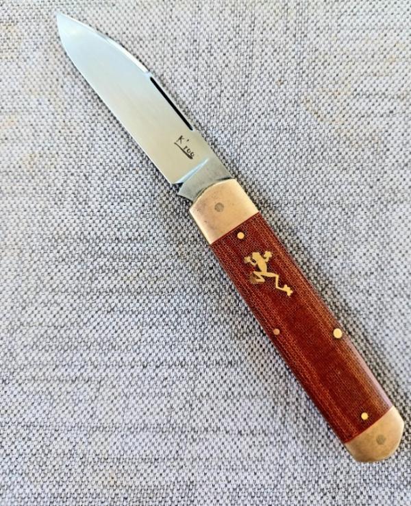 K'roo Equal End Spear..Rwl34...3.75" closed..Tufnol Scales..Special Tree Frog Shield..filework..New 